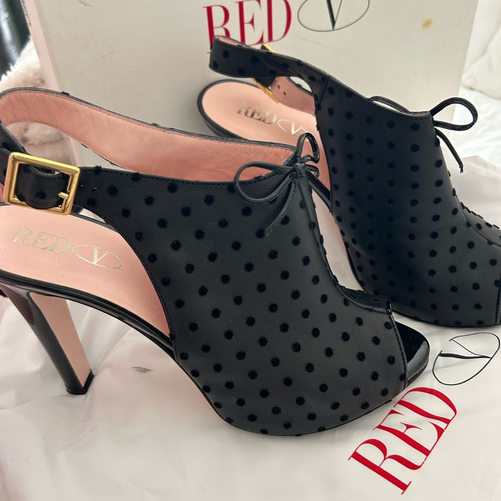 Red Valentino  Black Polka Dot Heels 40
